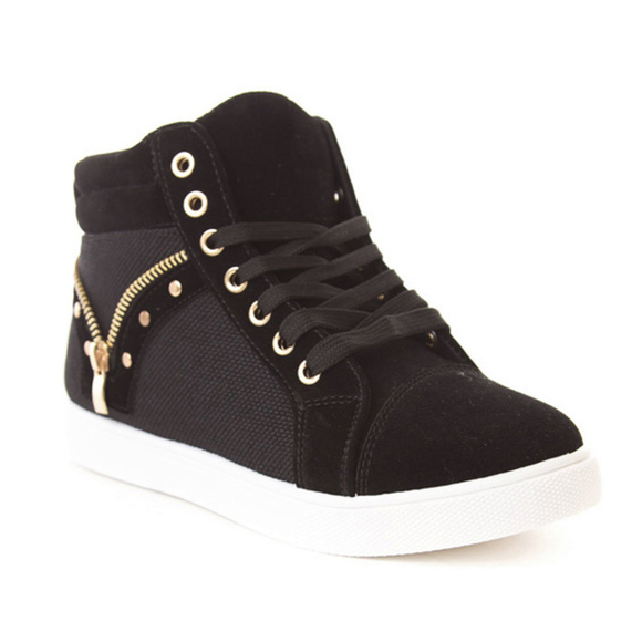 Women's High Top Casual Sneaker with "V" Zipper - Picture 2 of 3